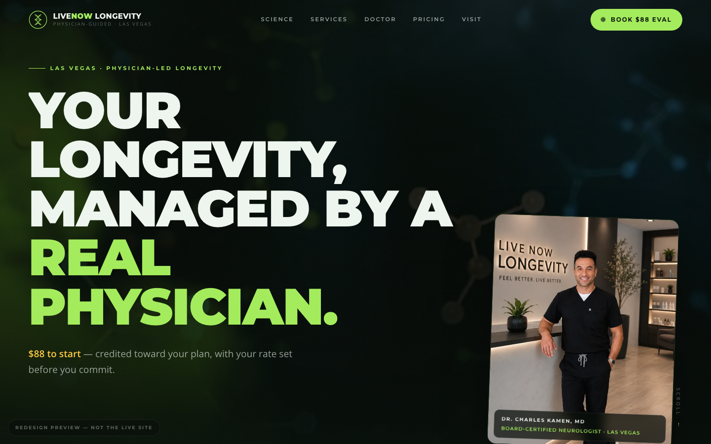 Captured LiveNow Longevity website design